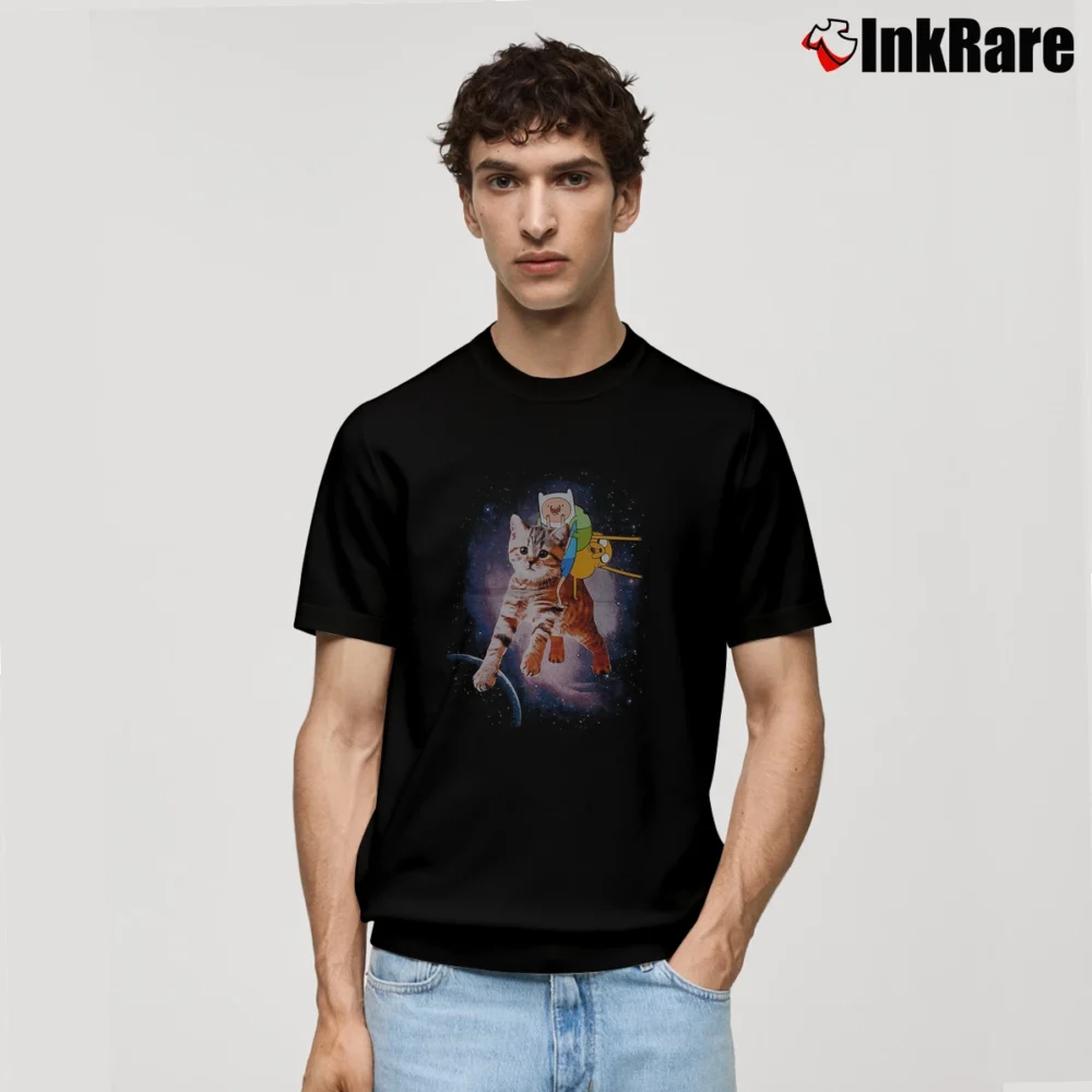 Men’s Adventure Time Galaxy Cat Classic T-Shirt in black | Soft, Breathable Everyday Wear