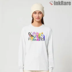 Adventure Time Group Sandwich Party Cartoon Shirt on white long sleeve shirt for women graphic tee