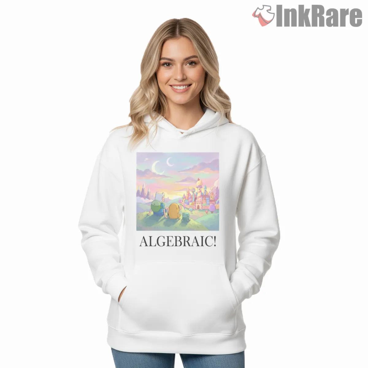 Adventure Time Landscape Castle Algebraic Quote Shirt on white hoodie for women graphic tee