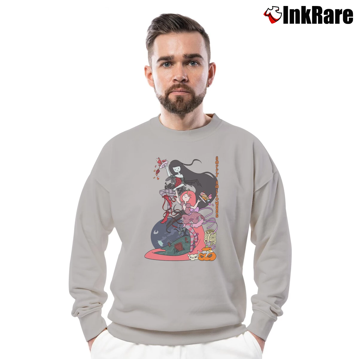 Men’s Adventure Time Marceline And Bubblegum Crewneck Sweatshirt in sport grey | Cozy Fabric, Clean Style