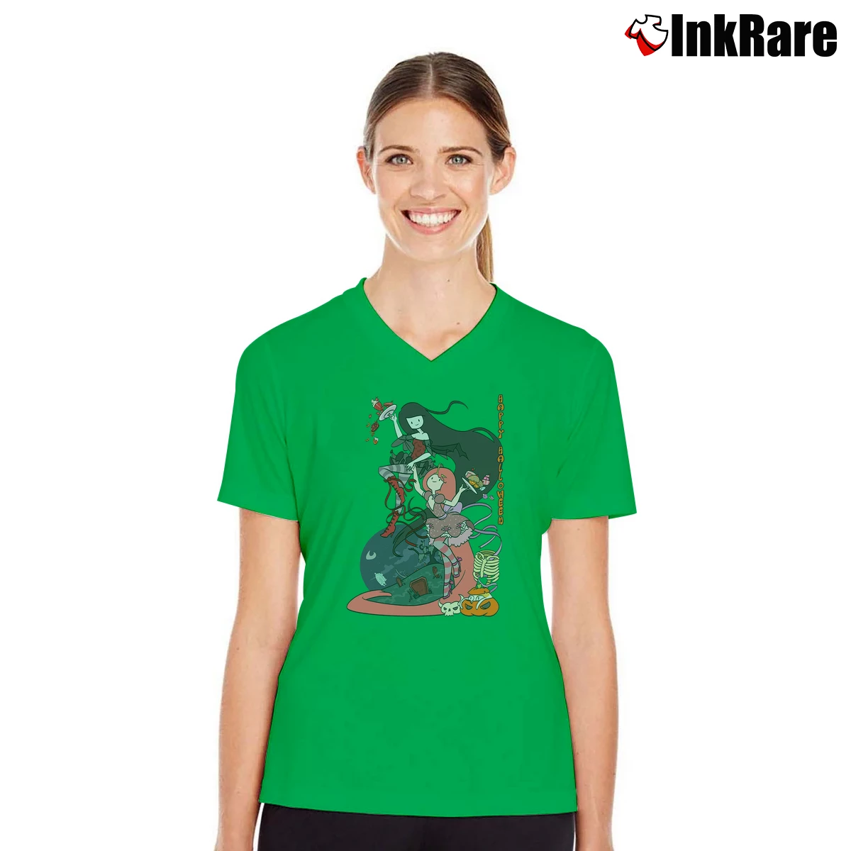 Women’s Adventure Time Marceline And Bubblegum V-Neck Tee in irish green | Chic Neckline, Soft Texture