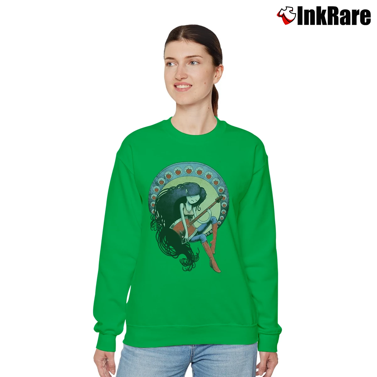 Women’s Adventure Time Marceline Guitar Relaxed Sweatshirt in irish green | Soft, Laid-Back Vibe