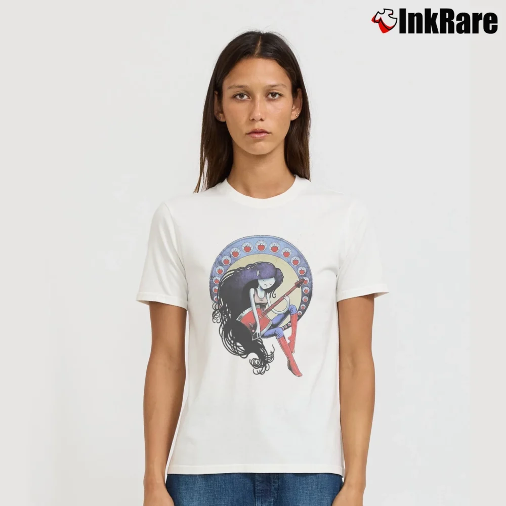 Women’s Adventure Time Marceline Relaxing Guitar Rocking Circle Signature T-Shirt in white | Soft, Flattering Fit