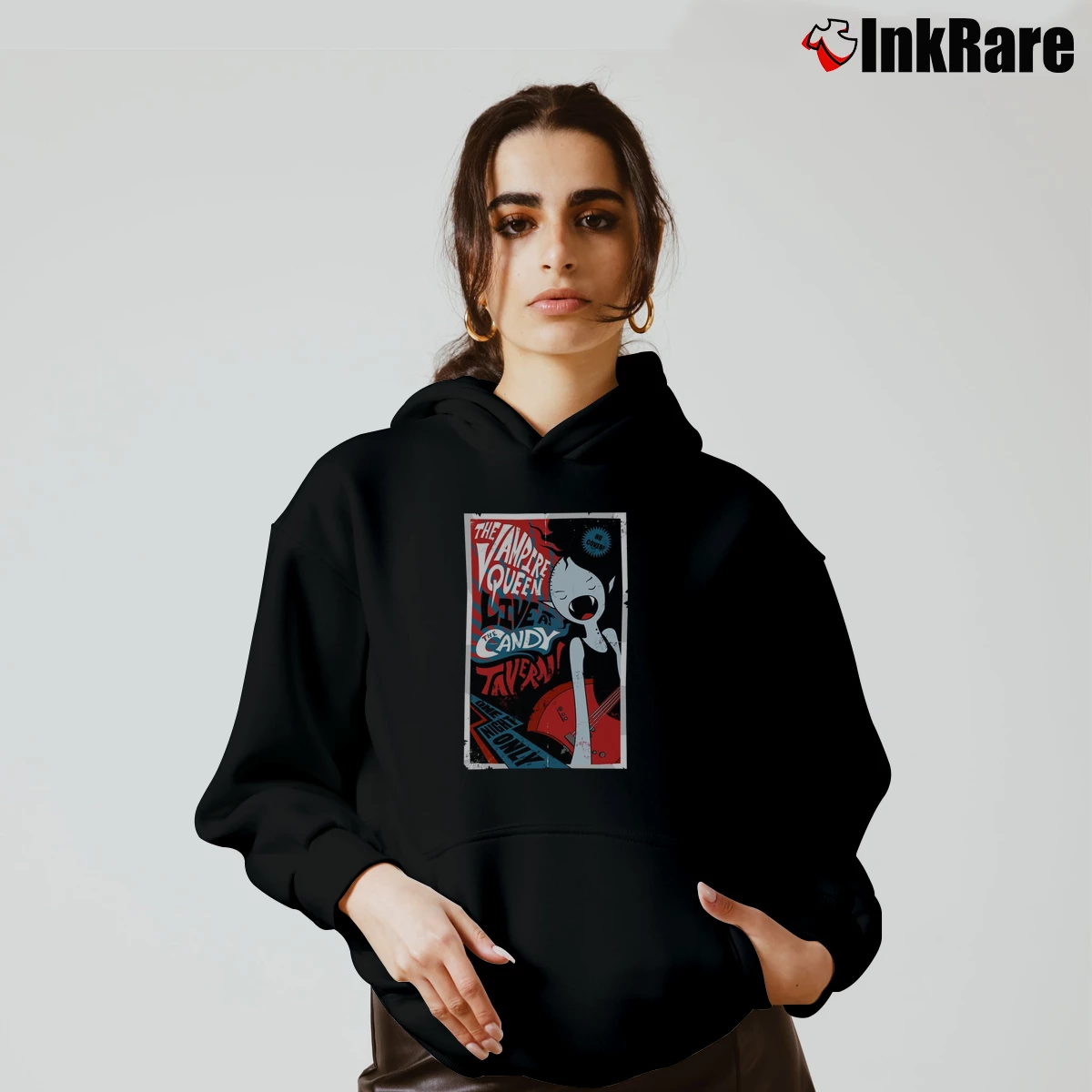 Women’s Adventure Time Marceline Vampire Queen Live At Candy Tavern Cozy Hoodie in black | Warm, Structured, Stylish