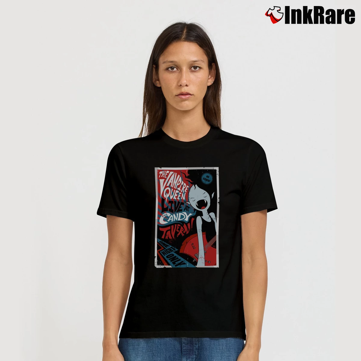 Adventure Time Marceline Vampire Queen Live At Candy Tavern Women’s Tee in black – Effortless Style Women’s Adventure Time Marceline Vampire Queen Live At Candy Tavern T-Shirt in black | Soft, Flattering Fit