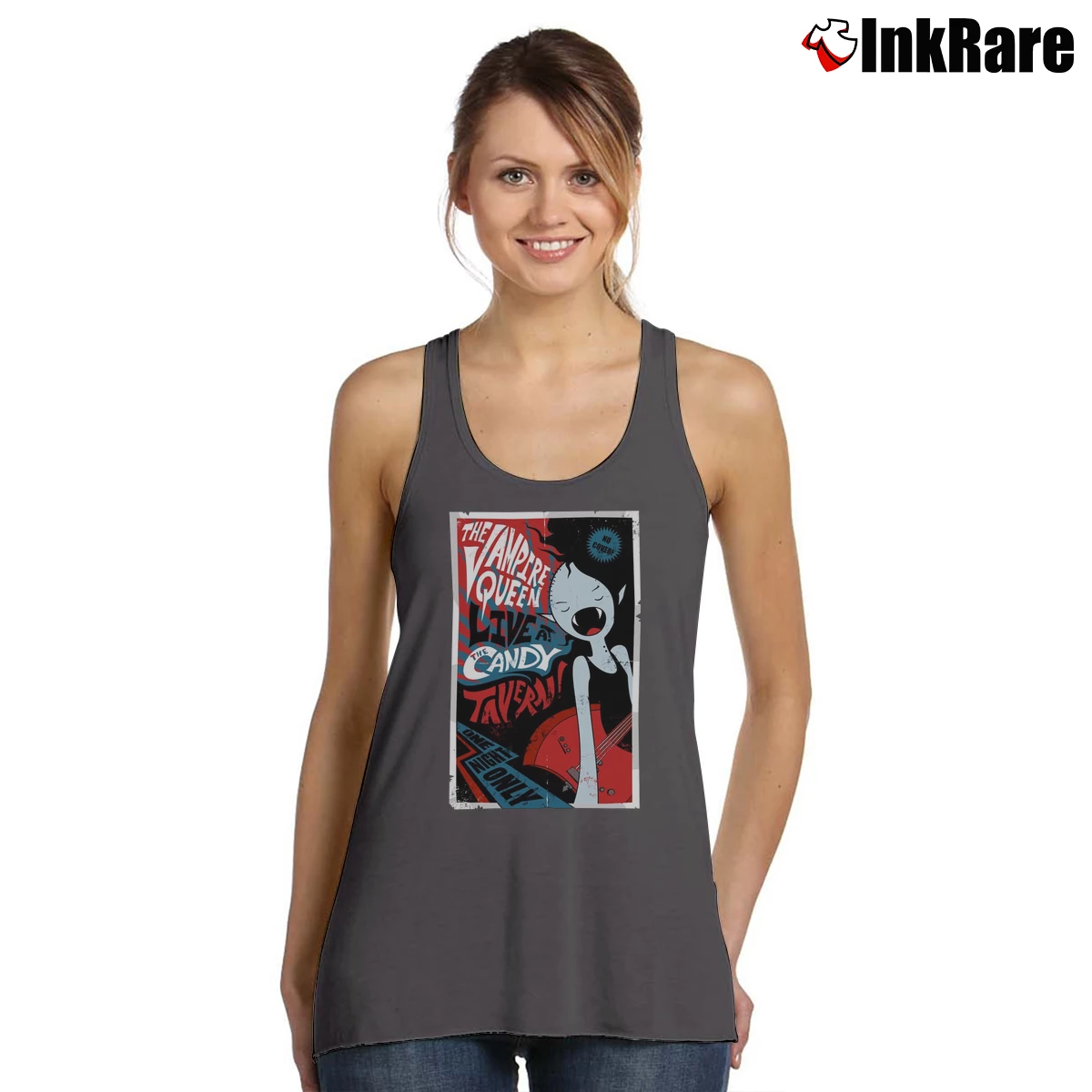 Women’s Adventure Time Marceline Vampire Queen Live At Candy Tavern Tank Top in charcoal | Lightweight, Movement-Friendly