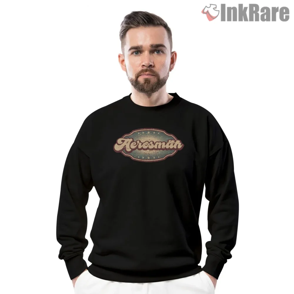 Aerosmith Vintage Badge Emblem Shirt on graphic shirt for men graphic tee