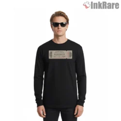 Aerosmith Vintage Concert Ticket Stub Shirt on black long sleeve shirt for men graphic tee