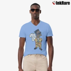 Men’s African Bootleg Bart Simpsons Vintage 90s Sports V-Neck Tee in light blue | Sharp, Breathable, Everyday Staple