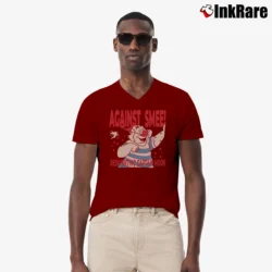 Men’s Against Me Parody Graphic V-Neck Tee in maroon | Sharp, Breathable, Everyday Staple