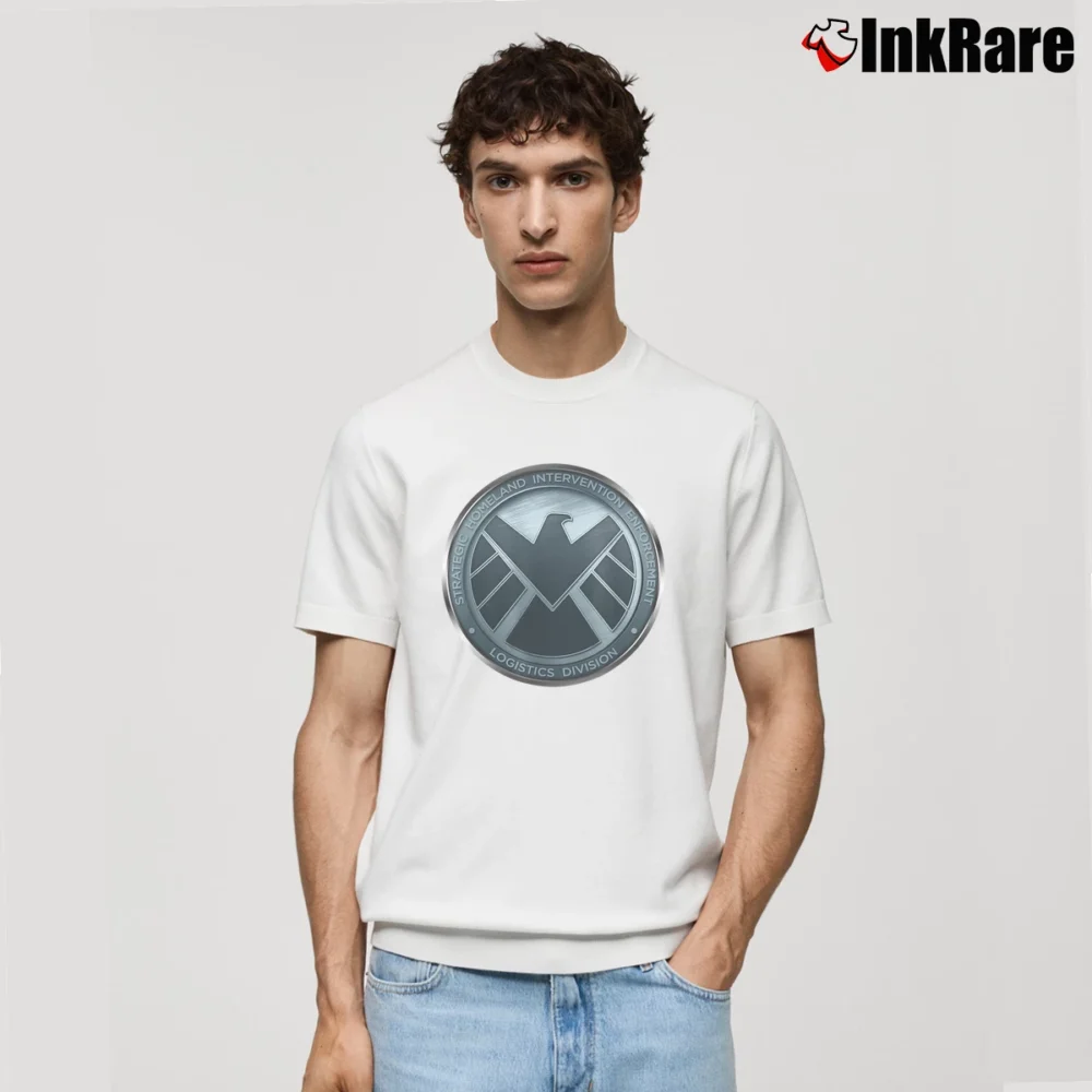 Men’s Agents Of Shield Eagle Badge Classic T-Shirt in white | Soft, Breathable Everyday Wear
