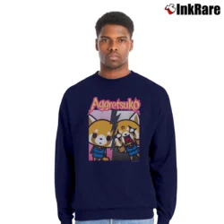 Men’s Aggretsuko Split Personality Anime Crewneck Sweatshirt in navy | Cozy Fabric, Clean Style