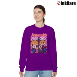 Women’s Aggretsuko Split Personality Anime Relaxed Sweatshirt in purple | Soft, Laid-Back Vibe