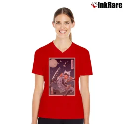 Women’s Ahsoka Star Wars V-Neck Tee in red | Chic Neckline, Soft Texture
