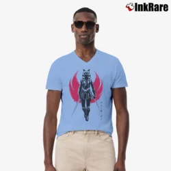 Men’s Ahsoka Tano Star Wars Rebels Fan Graphic V-Neck Tee in light blue | Sharp, Breathable, Everyday Staple