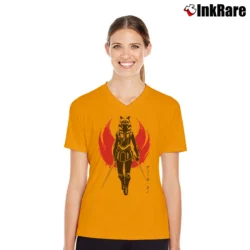Women’s Ahsoka Tano Star Wars Rebels Fan Graphic V-Neck Tee in orange | Chic Neckline, Soft Texture