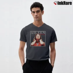Men’s Aileen Wuornos True Crime V-Neck Tee in charcoal | Sharp, Breathable, Everyday Staple