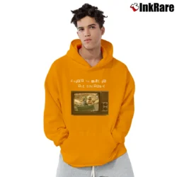Men’s Ain't No Hole In The Washtub Emmet Otter's Jug Band Christmas Pullover Hoodie in orange | Cozy, Durable, Modern Fit