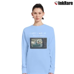 Women’s Ain't No Hole In The Washtub Emmet Otter's Jug Band Christmas Long-Sleeve Top in light blue | Sleek, Versatile, All-Season