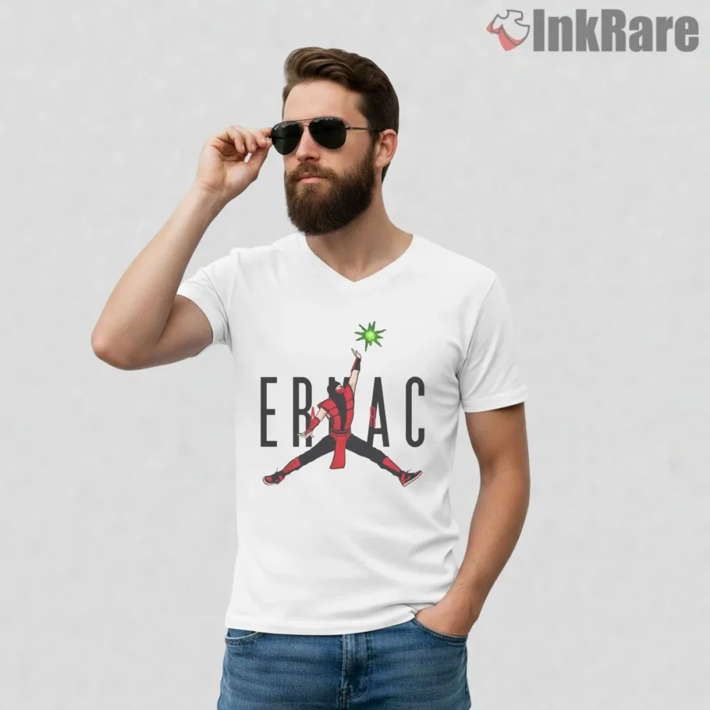 Air Ermac Mortal Kombat Soul Jump Power Shirt on white v-neck shirt for men graphic tee