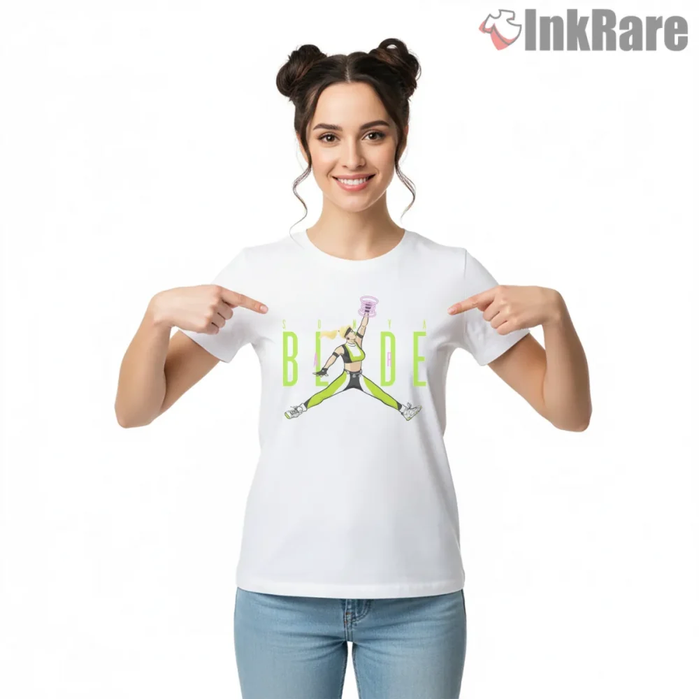 Air Jade Mortal Kombat Blade Jump Training Shirt on white short sleeve shirt for women graphic tee