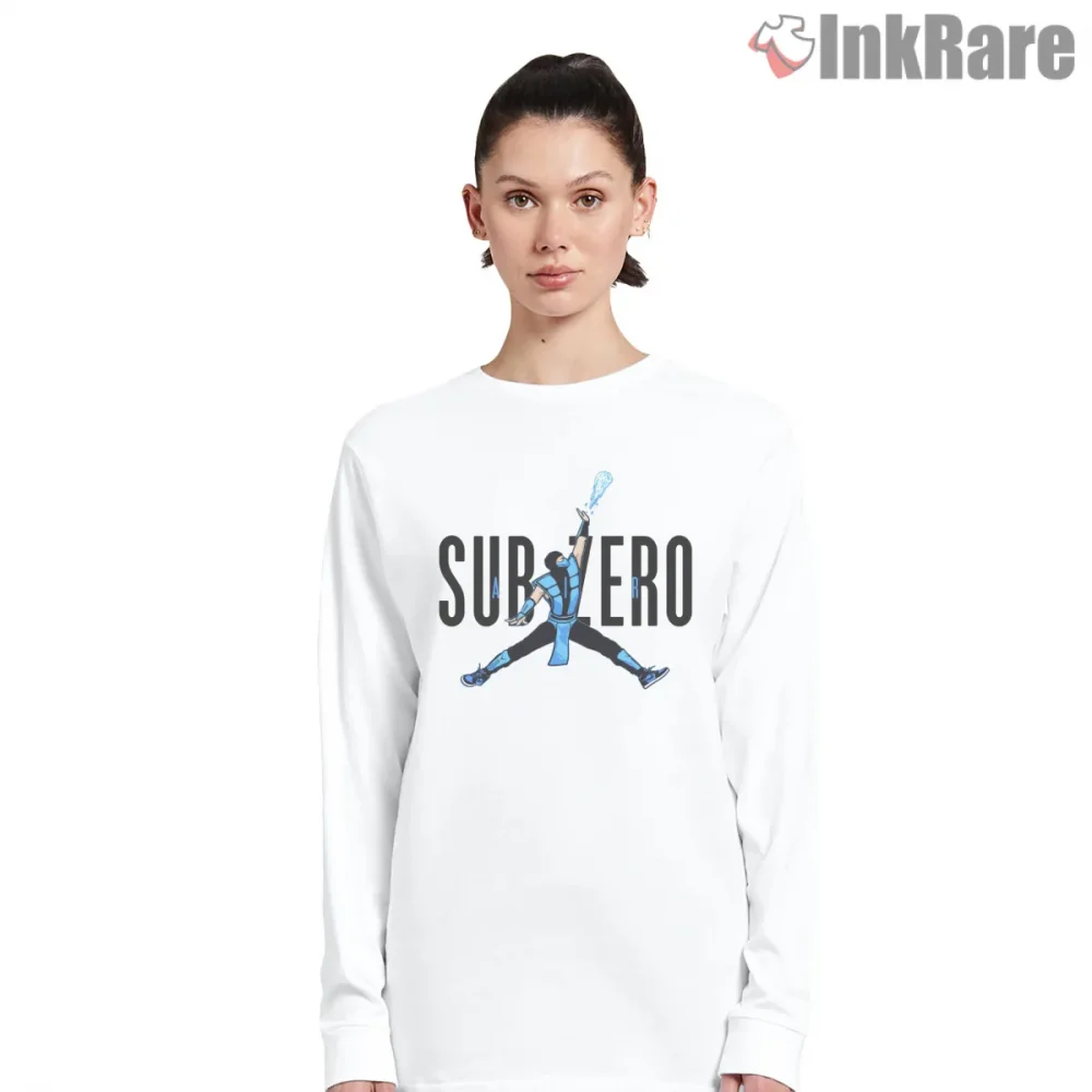 Air Sub Zero Mortal Kombat Ice Jump Motion Shirt on white long sleeve shirt for women graphic tee
