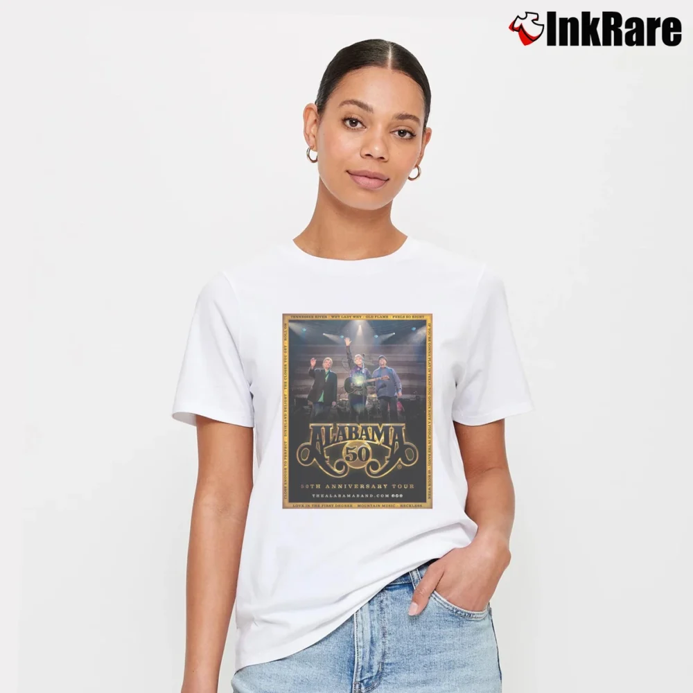 Women’s Alabama Band 50th Anniversary 2019 Tour Signature T-Shirt in white | Soft, Flattering Fit