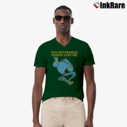 Men’s Aladdin Friend Like Me Genie Quote V-Neck Tee in forest green | Sharp, Breathable, Everyday Staple