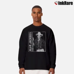 Men’s Alan Jackson 80s 90s Vintage Distressed Long-Sleeve Shirt in black | Sleek, Lightweight, Year-Round Wear
