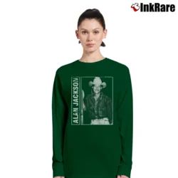 Women’s Alan Jackson 80s 90s Vintage Distressed Long-Sleeve Top in forest green | Sleek, Versatile, All-Season