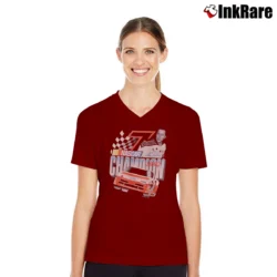 Women’s Alan Kulwicki 1992 Nascar Champion V-Neck Tee in maroon | Chic Neckline, Soft Texture