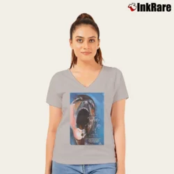 Women’s Album Cover Pink Floyd Band The Wall V-Neck Tee in sport grey | Chic Neckline, Soft Texture