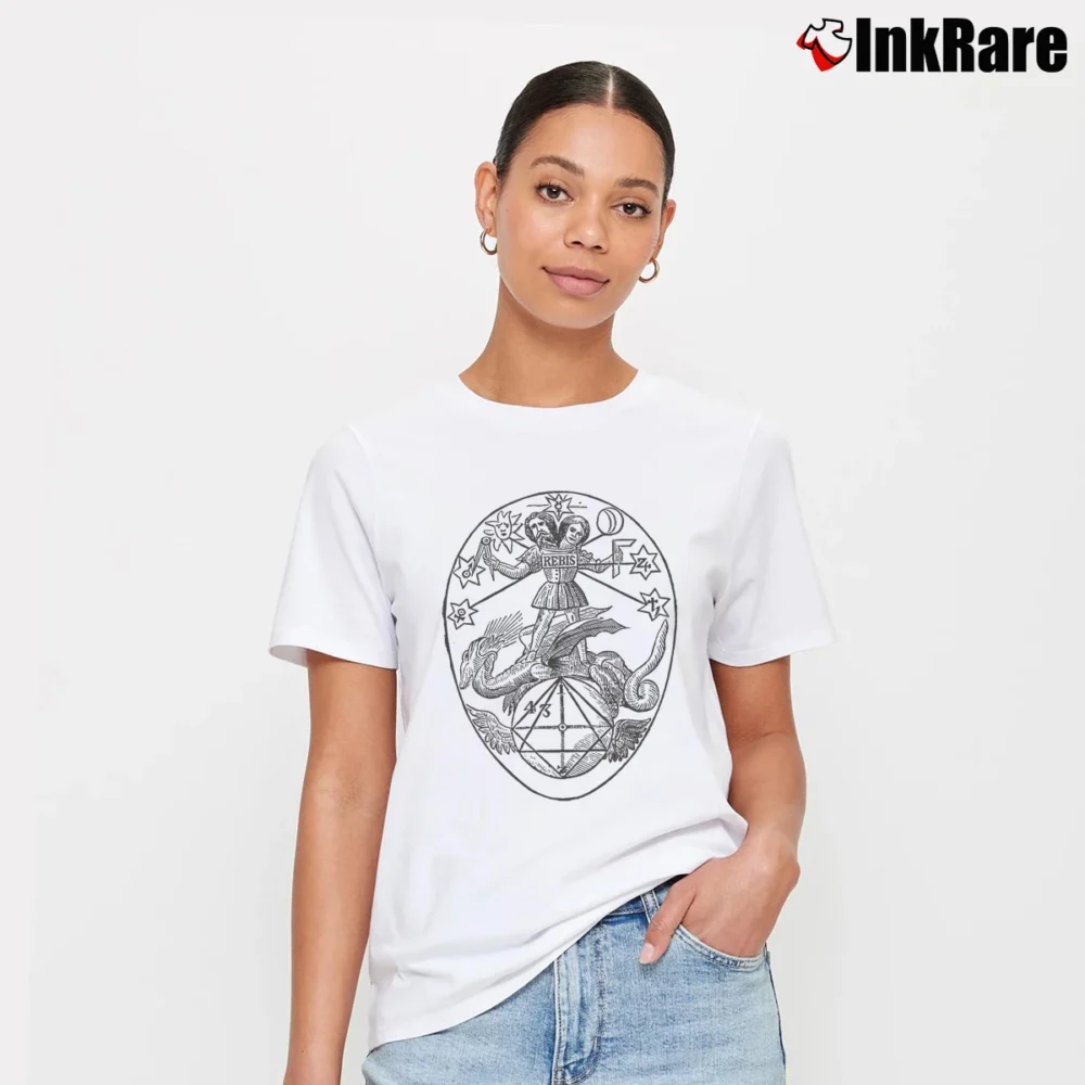 Women’s Alchemy Symbol Rebis Modern Signature T-Shirt in white | Soft, Flattering Fit