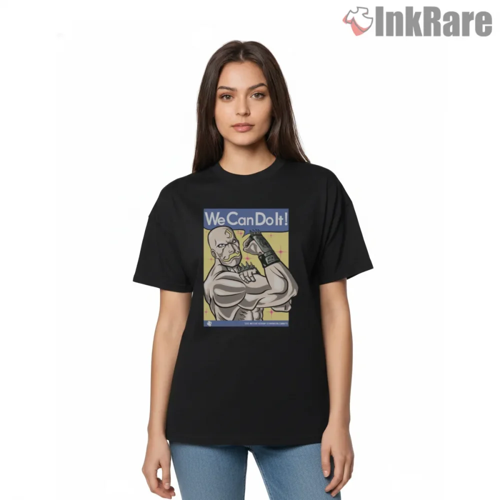 Alex Armstrong Motivational Poster Humor Anime Shirt on black short sleeve shirt for women graphic tee