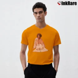 Men’s Alice Coltrane Journey In Satchidananda Jazz Fusion V-Neck Tee in orange | Sharp, Breathable, Everyday Staple