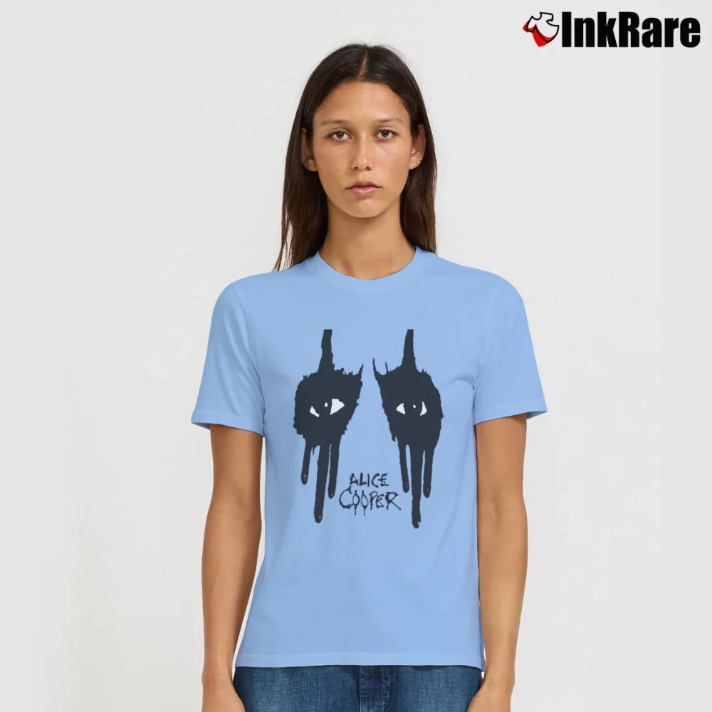 Women’s Alice Cooper Graphic Rock Band Signature T-Shirt in light blue | Soft, Flattering Fit