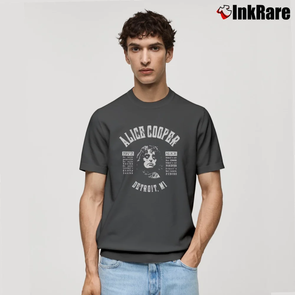 Men’s Alice Cooper School's Out For Summer Graphic Classic T-Shirt in charcoal | Soft, Breathable Everyday Wear