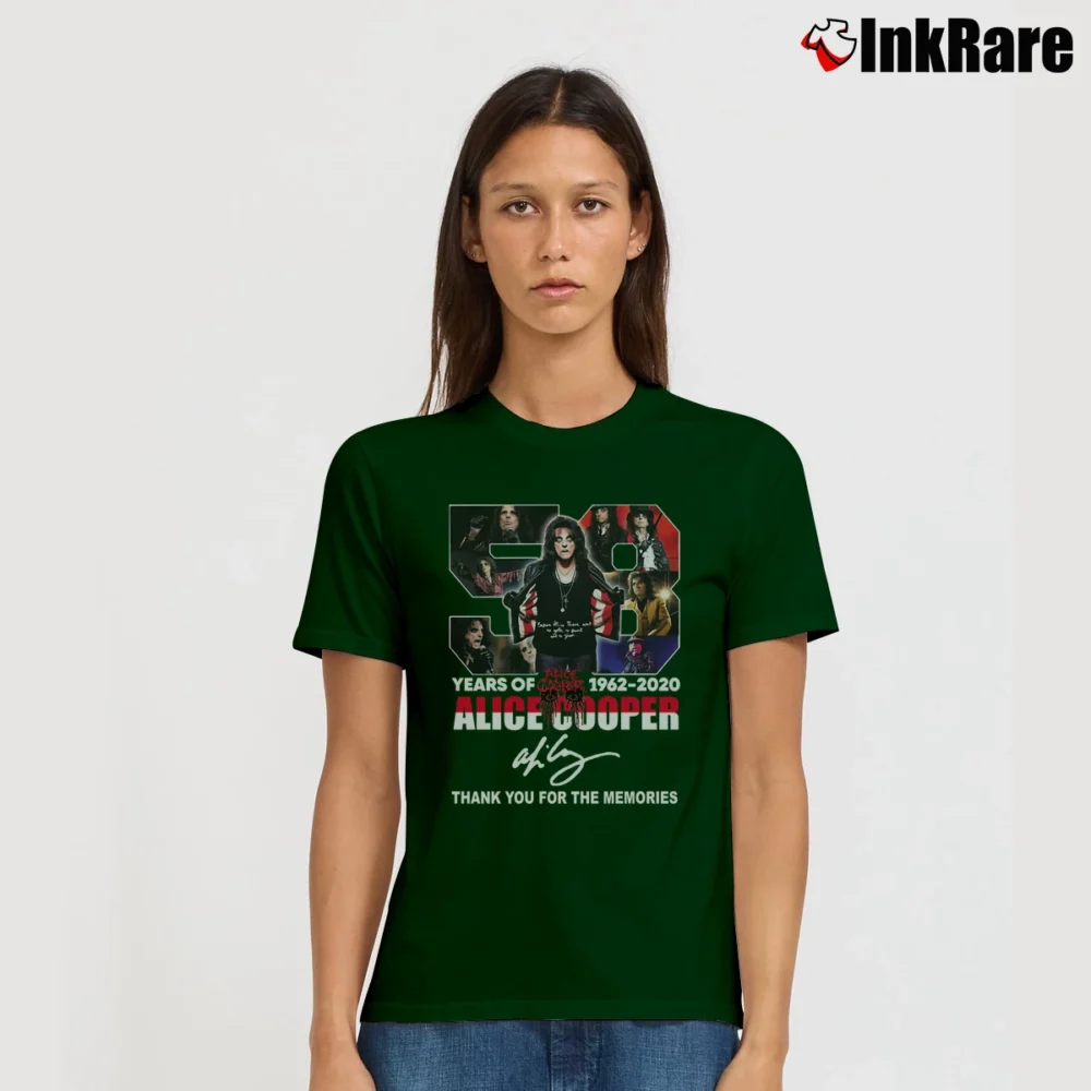 Women’s Alice Cooper Thank You For The Memories 2021 Signature T-Shirt in forest green | Soft, Flattering Fit