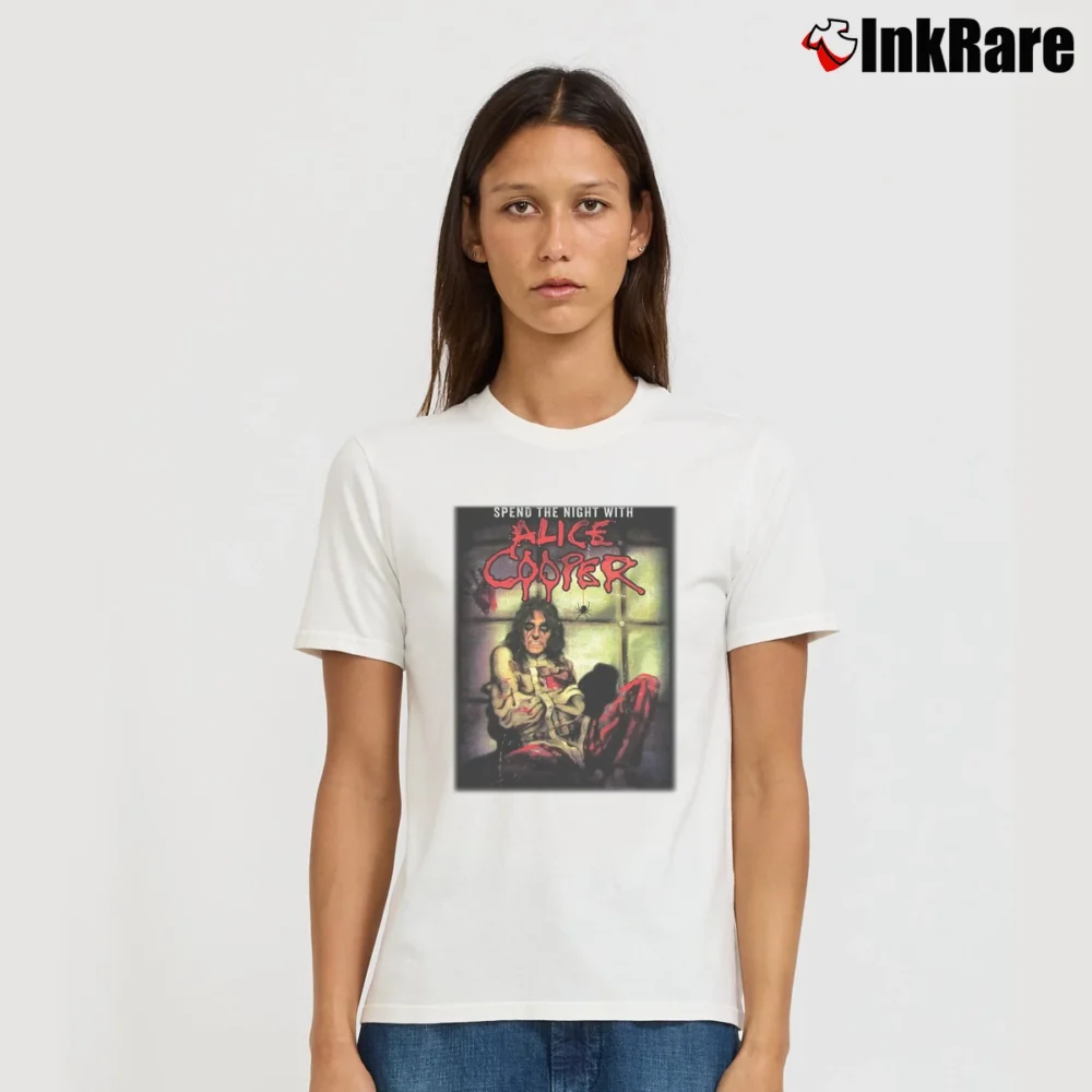 Women’s Alice Cooper We're All Crazy Gothic Rock Signature T-Shirt in white | Soft, Flattering Fit