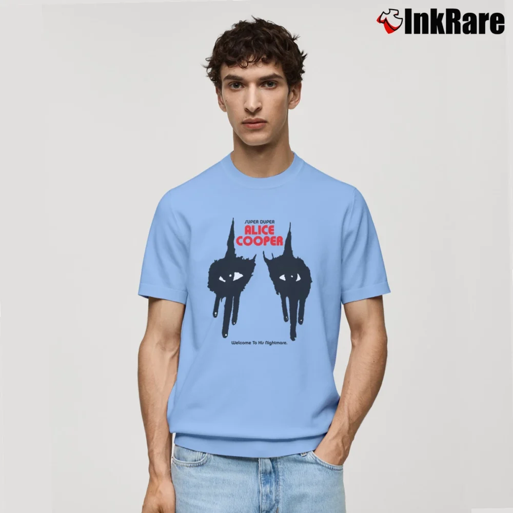 Men’s Alice Cooper Welcome To My Nightmare Snake Album Classic T-Shirt in light blue | Soft, Breathable Everyday Wear