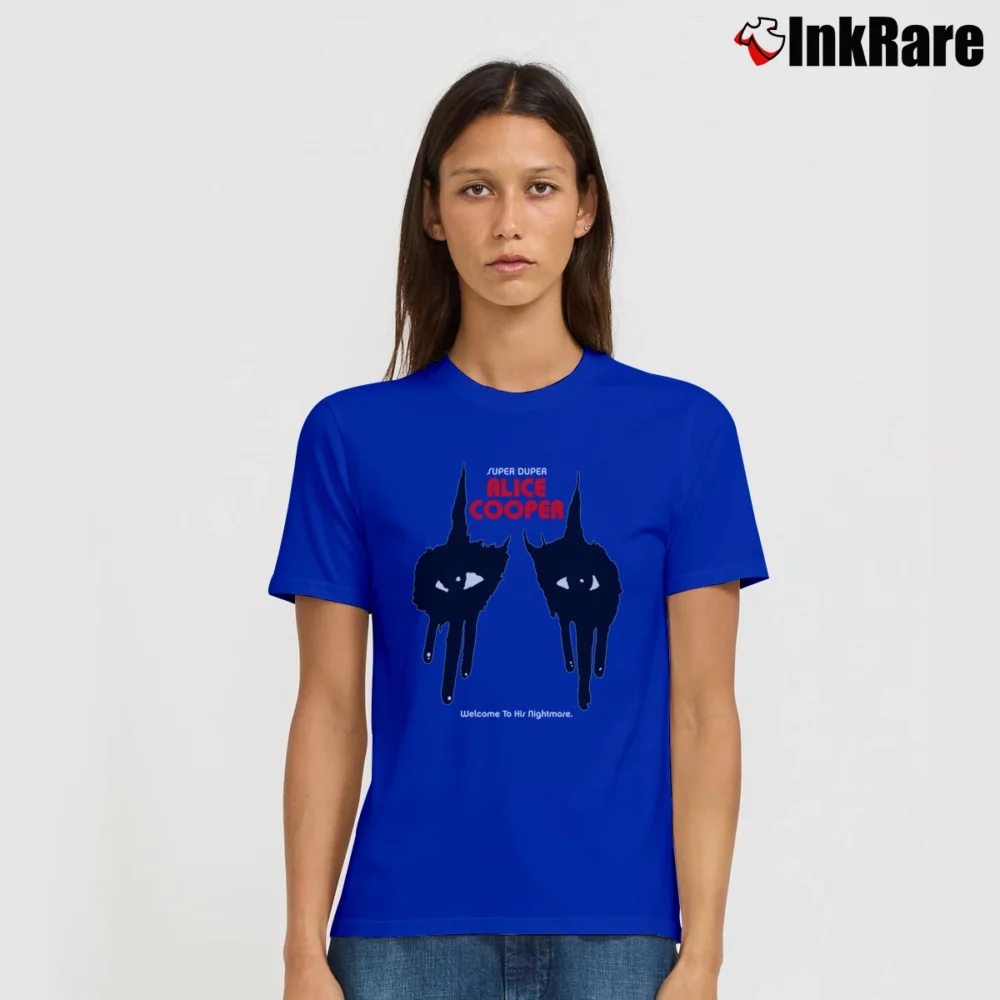 Women’s Alice Cooper Welcome To My Nightmare Snake Graphic Signature T-Shirt in royal blue | Soft, Flattering Fit