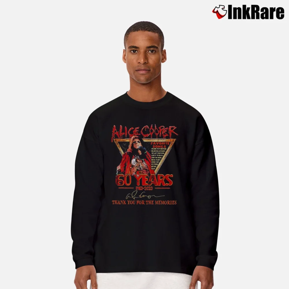 Men’s Alice De Cooper 60th Anniversary 90s Style Long-Sleeve Shirt in black | Sleek, Lightweight, Year-Round Wear