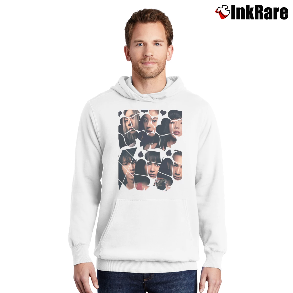 Men’s Alice In Borderland Characters Poster Print Pullover Hoodie in white | Cozy, Durable, Modern Fit