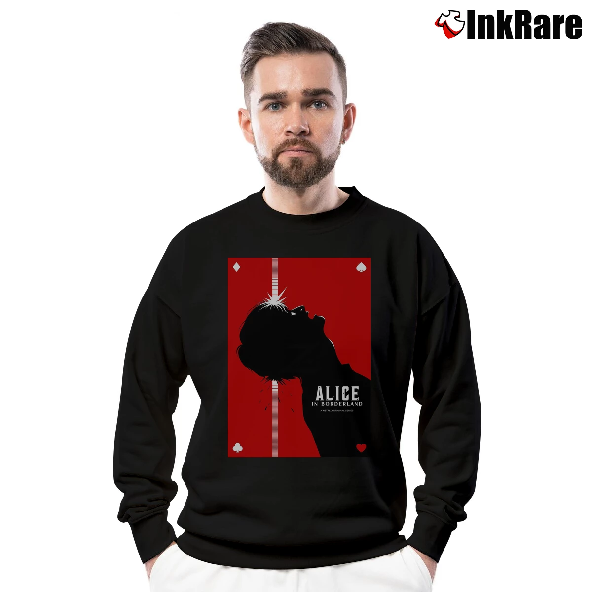Men’s Alice In Borderland Poster Crewneck Sweatshirt in black | Cozy Fabric, Clean Style