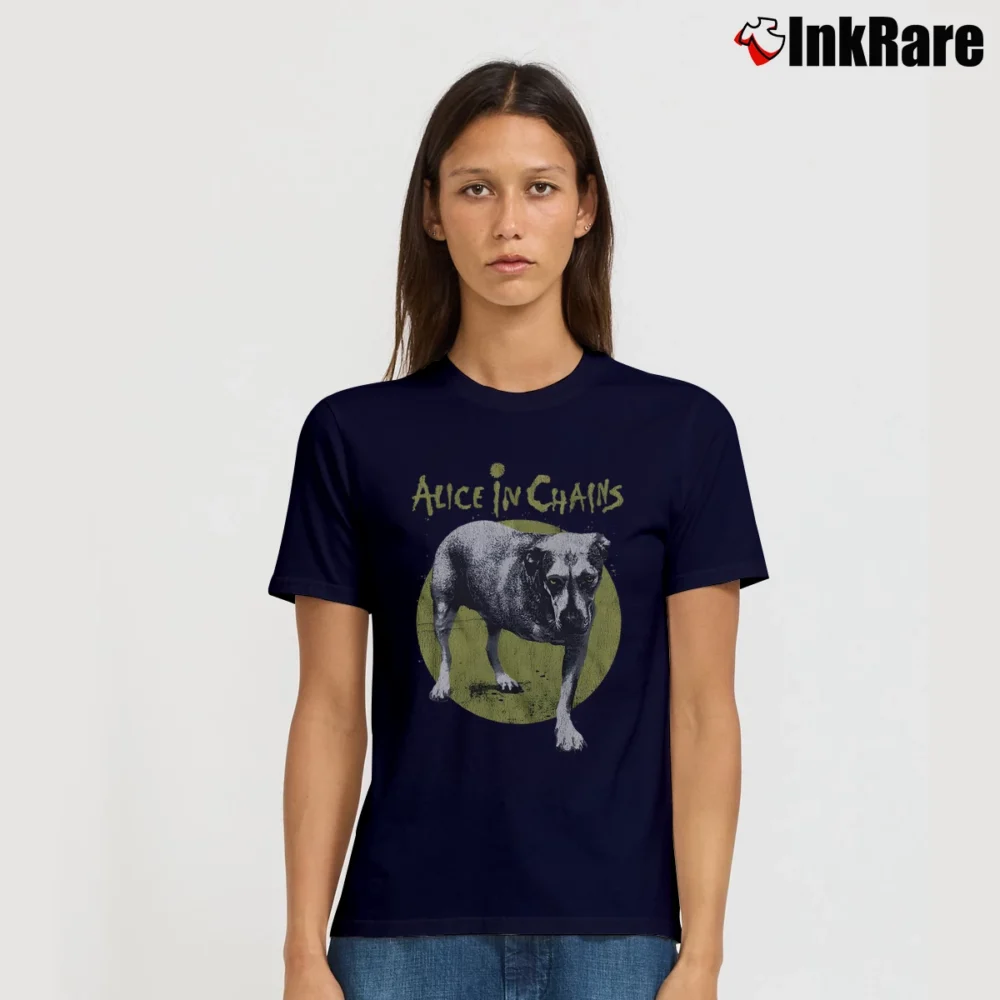 Women’s Alice In Chains Album Cover Rock Music Signature T-Shirt in navy | Soft, Flattering Fit