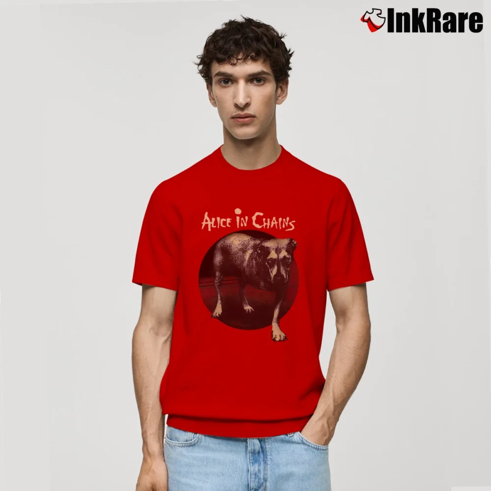 Men’s Alice In Chains Black Band Logo Graphic Classic T-Shirt in red | Soft, Breathable Everyday Wear