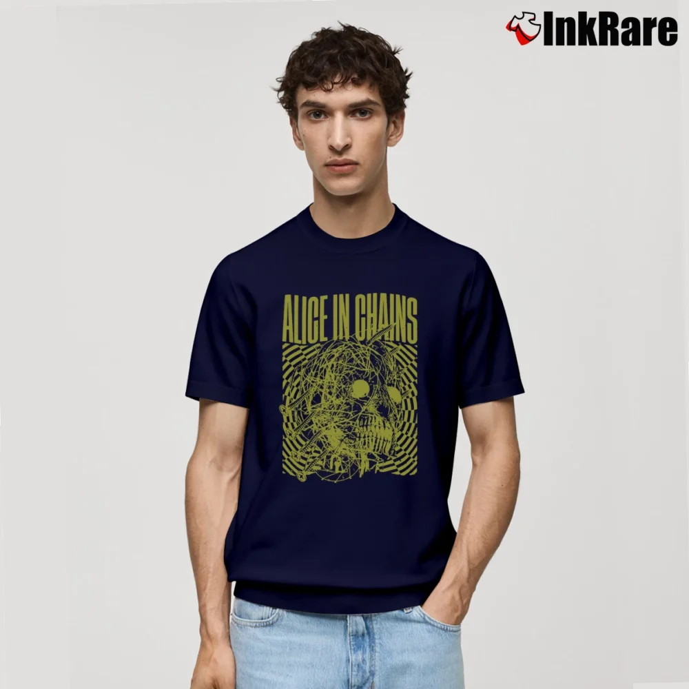 Men’s Alice In Chains Head Creep Birthday Gift Band Classic T-Shirt in navy | Soft, Breathable Everyday Wear