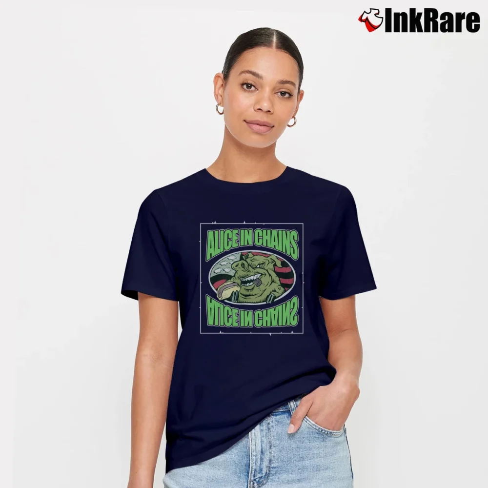 Women’s Alice In Chains Promo Concert Band Signature T-Shirt in navy | Soft, Flattering Fit