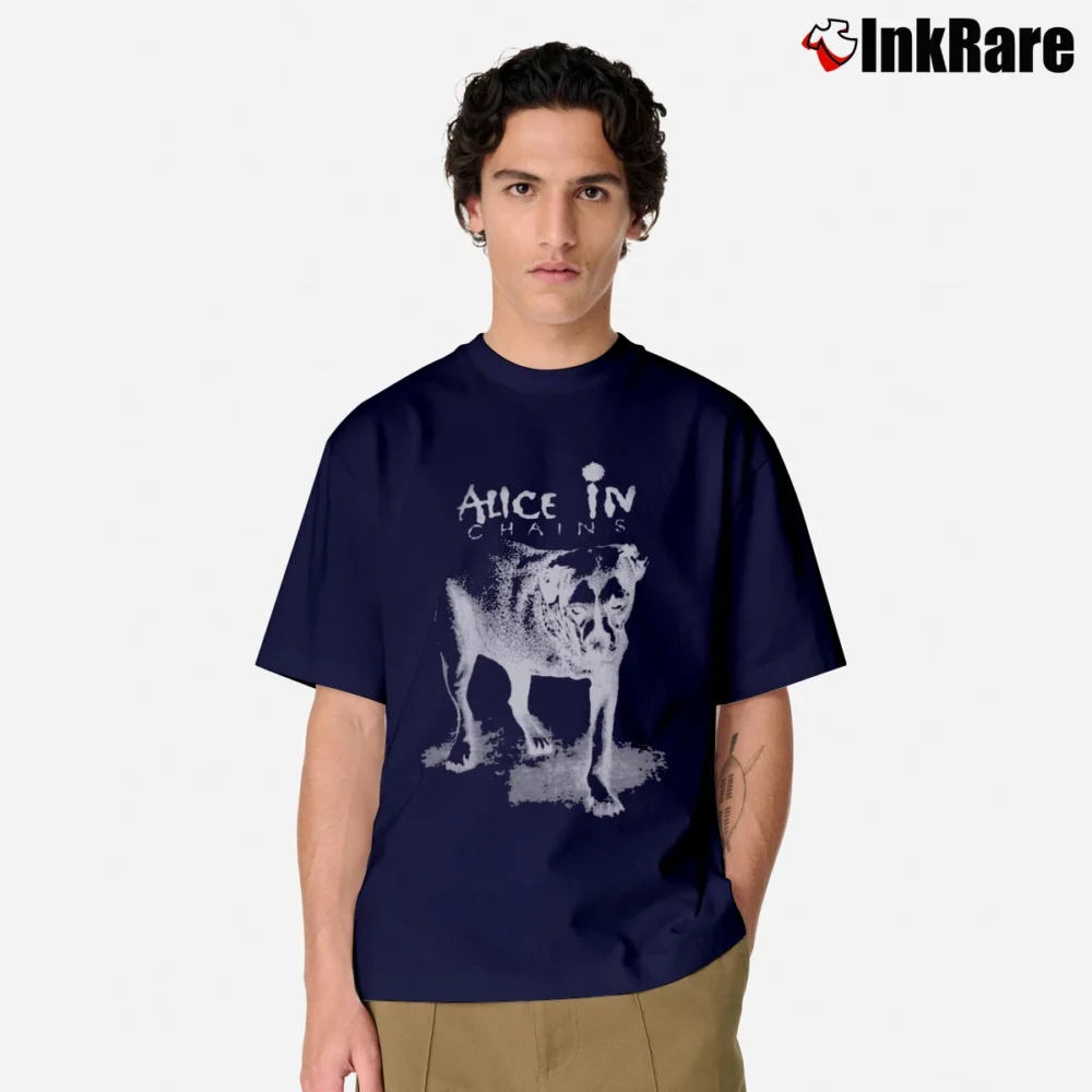 Men’s Alice In Chains Youth Font Logo Graphic Classic T-Shirt in navy | Soft, Breathable Everyday Wear