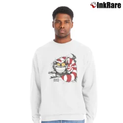Men’s Alice In Wonderland Cheshire Cat I'm Mad Art Crewneck Sweatshirt in white | Cozy Fabric, Clean Style